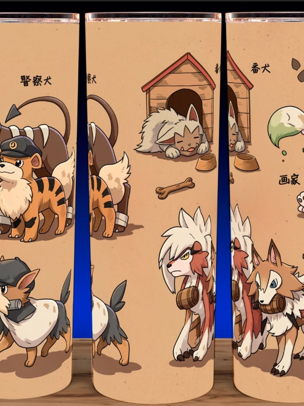 Pokemon Houndoom - Growlithe - Smeargle - Poochyena Cup Mug Tumbler 20oz
